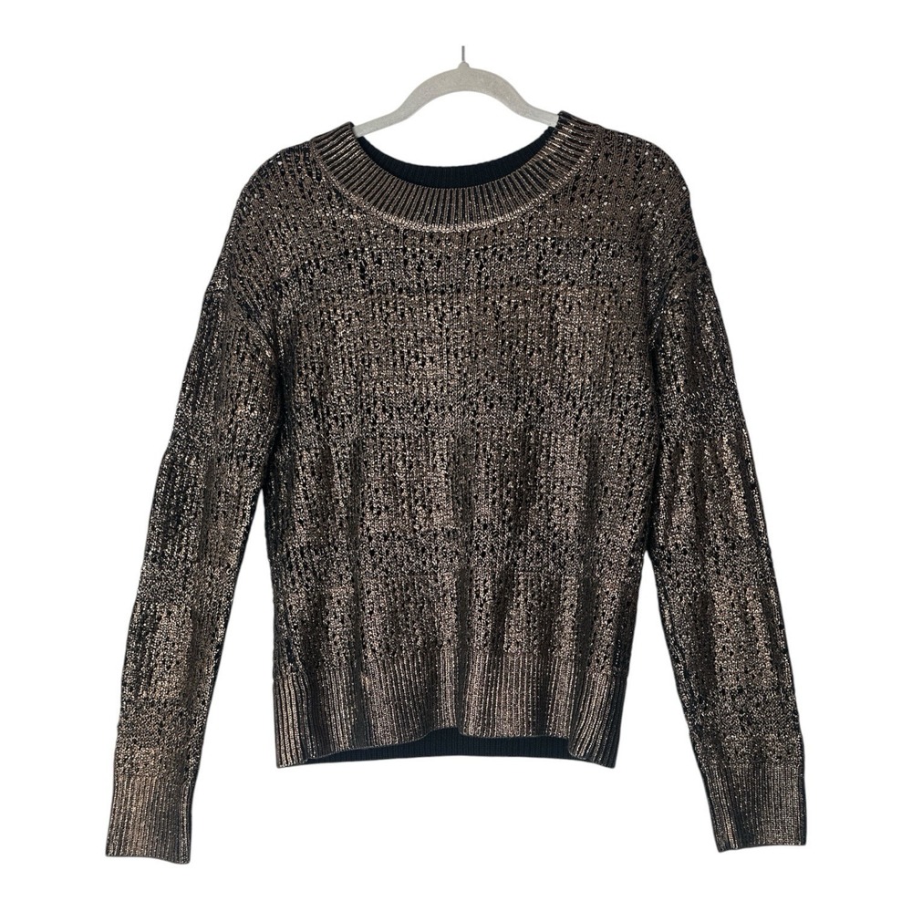 New Evereve metallic pull over sweater Women's Small Knit Bronze